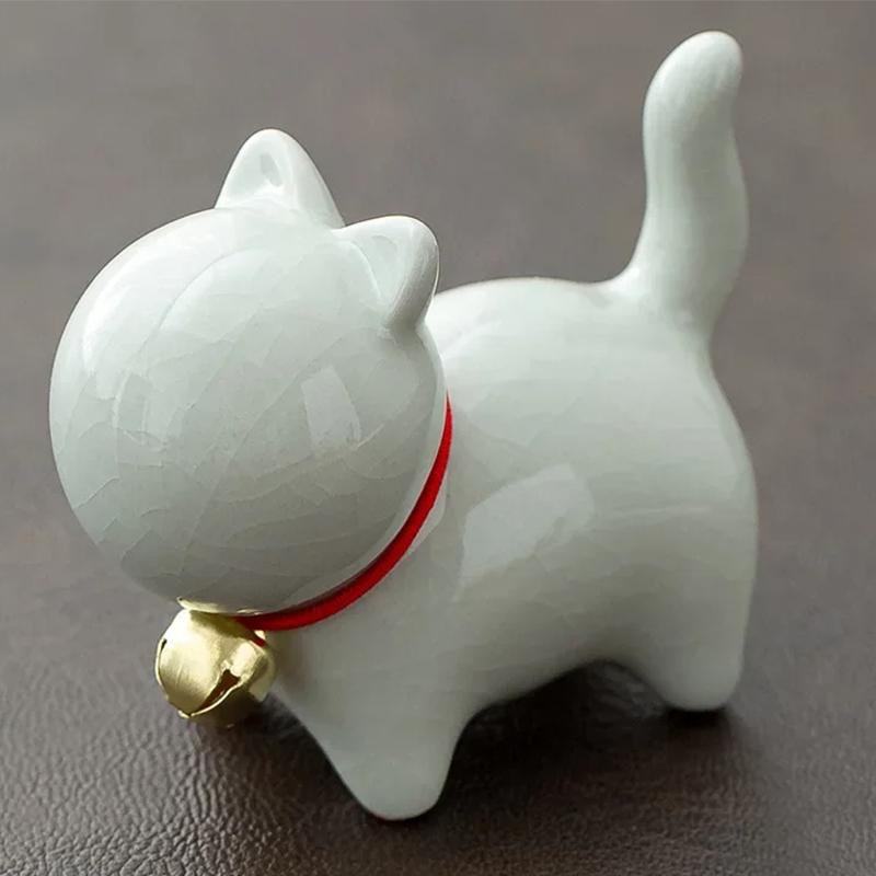 Творческая керамика Милый котенок Орнамент Животное Микро Пейзаж Чай Питомец Украшения для Домашнего Стола Чайный Набор Аксессуары Чайная Игра