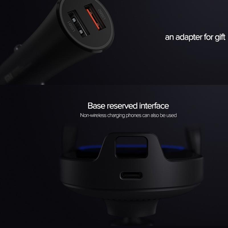 Xiaomi Беспроводное автомобильное зарядное устройство Mi 20 Вт Max Qi, интеллектуальный инфракрасный датчик, быстрая зарядка, автомобильный держатель для телефона с двойным охлаждением для Mi 9