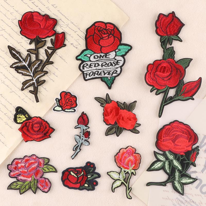 Handmade DIY Rose Embroidery Patch: European & American Fashion Accessory