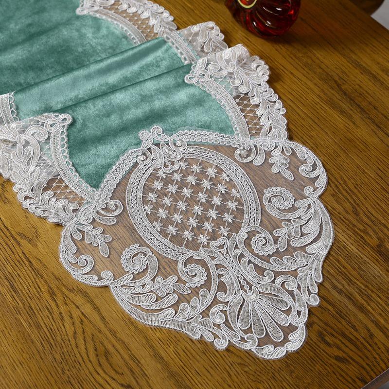 Замшевые кружевные дорожки для стола Скатерть Полый стиль Кровать Плюшевая дорожка Бежевый Чехол для ТВ-шкафа Полотенце Свадебные центральные предметы для столов