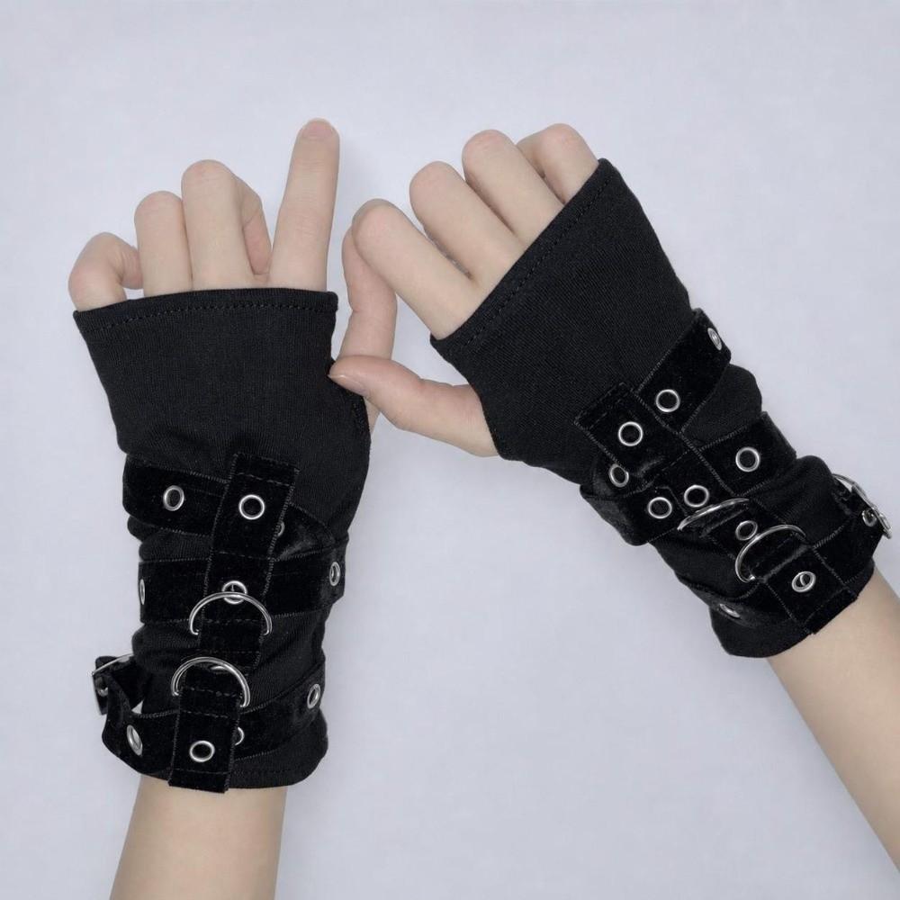 Buckle Street Dance Sleeves Metal Rivet Punk Style Sleeves New Fingerless Gloves Motorcycle Riding