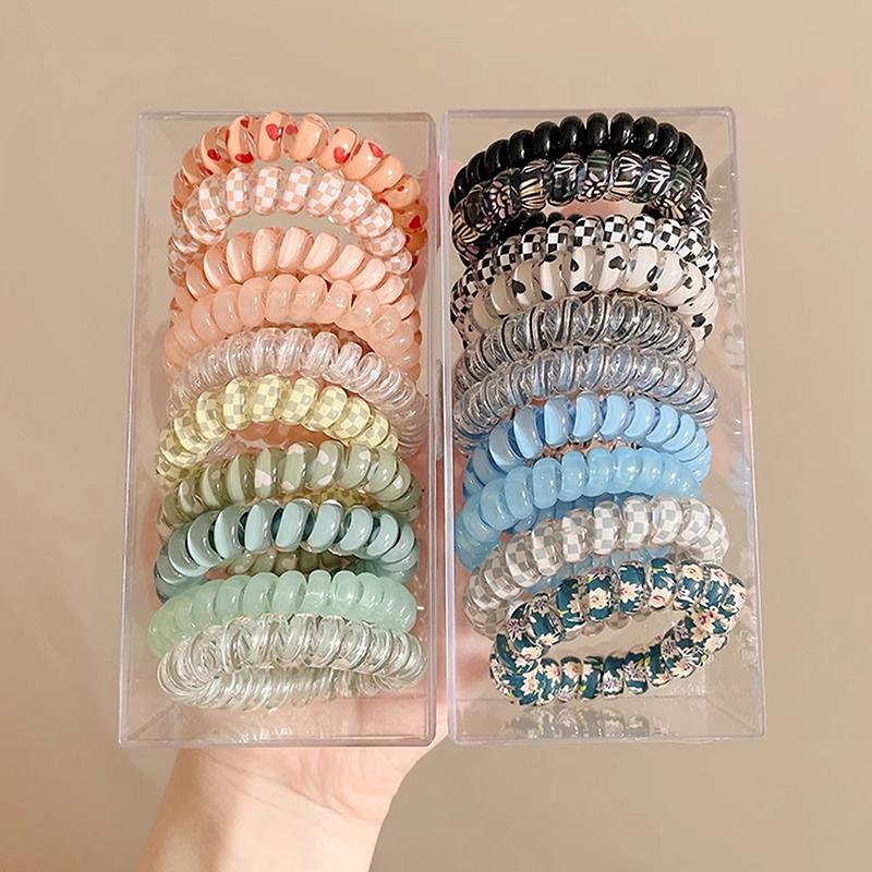 5 шт. цветные телефонные провода кольца для волос для девочек бесследные пружины эластичные повязки для волос для женщин головной убор резинки для волос резинки