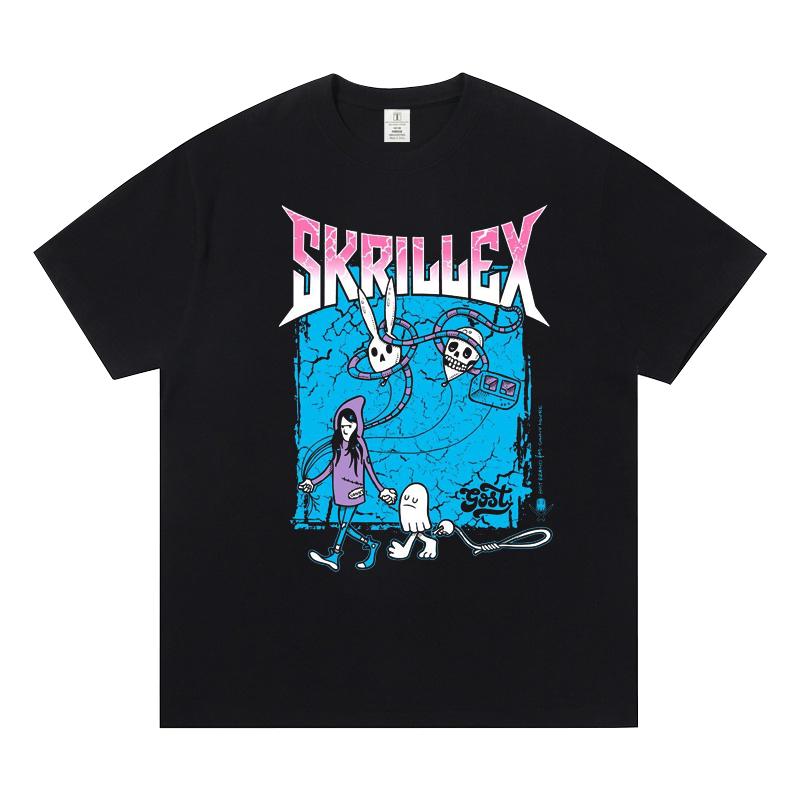 Футболка с коротким рукавом Skrillex, топ 100 Dj Clothing Around VAC Electric Syllabic Trampoline, модная повседневная мужская и женская футболка