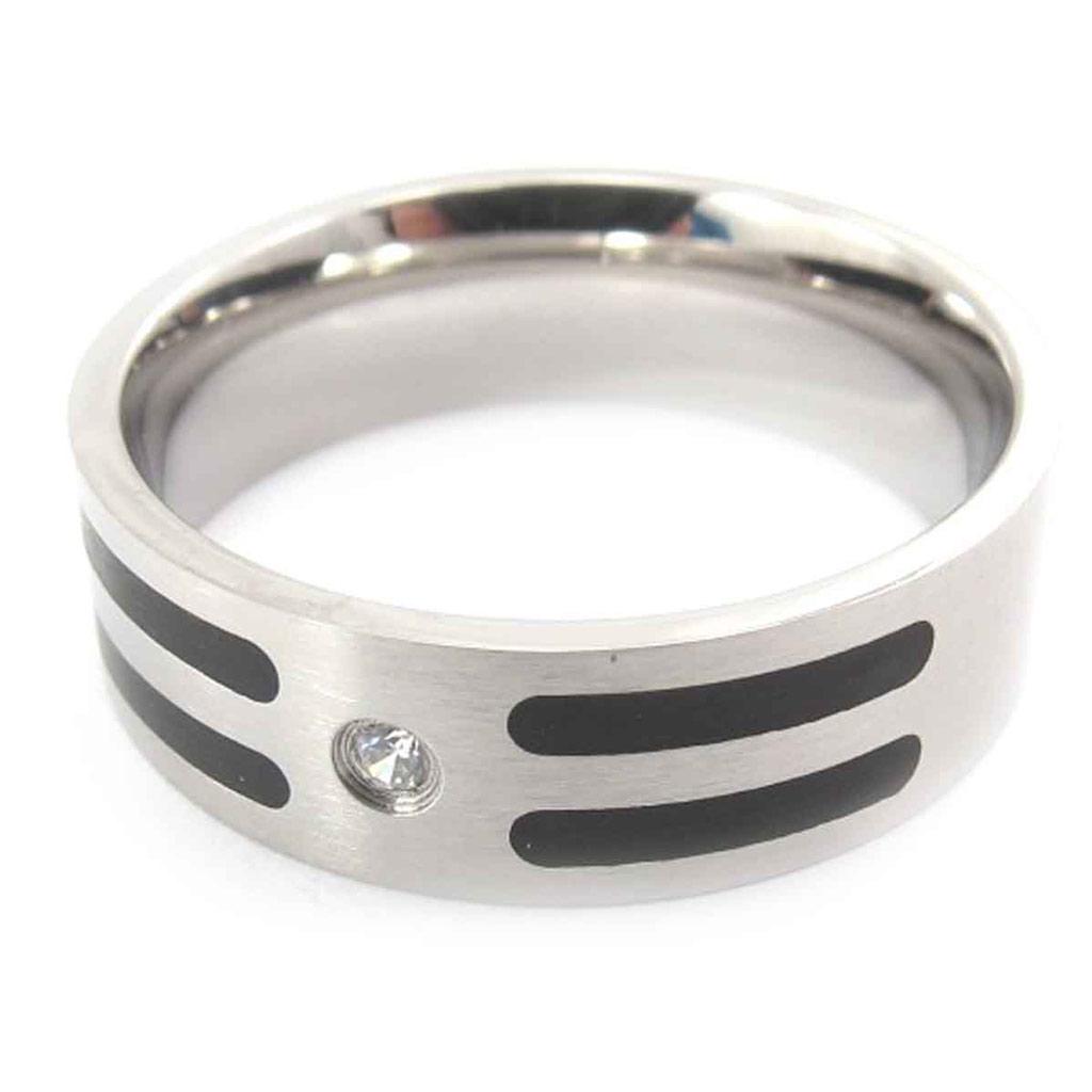 Стальное кольцо "Tony" Черное серебро