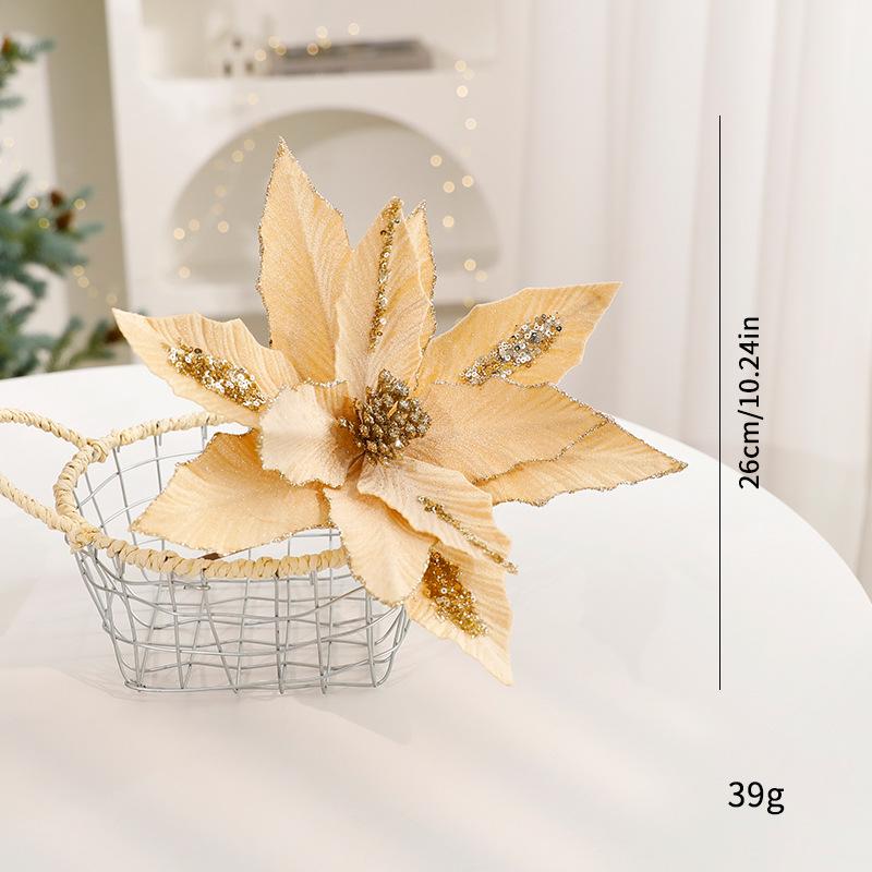 Красный флокированный расписной елочный шар