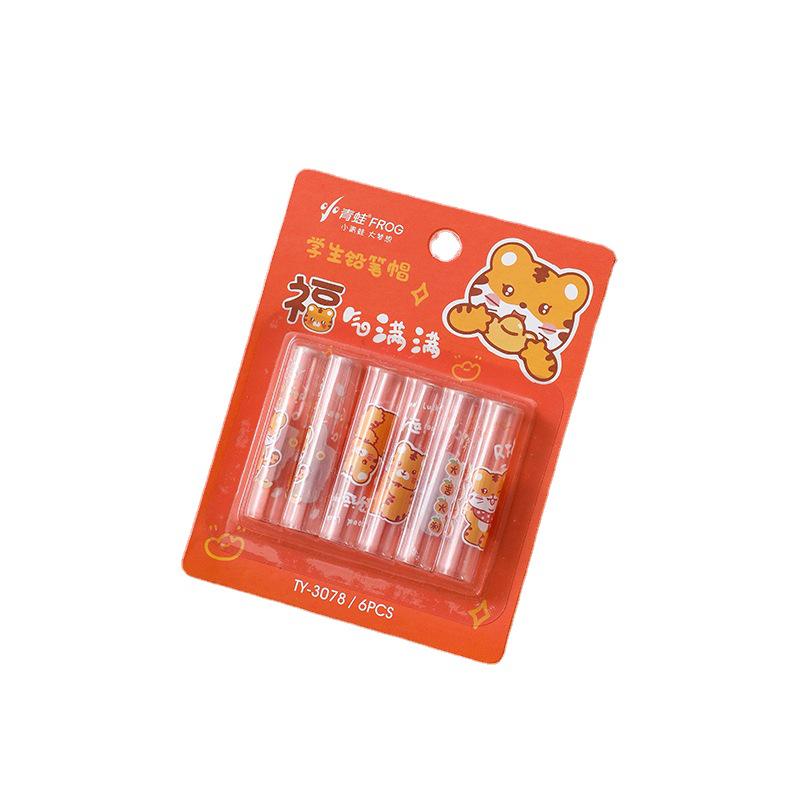 Набор детских пеналов с героями мультфильмов - 6 прозрачных пластиковых пеналов с белыми колпачками-удлинителями для ручек