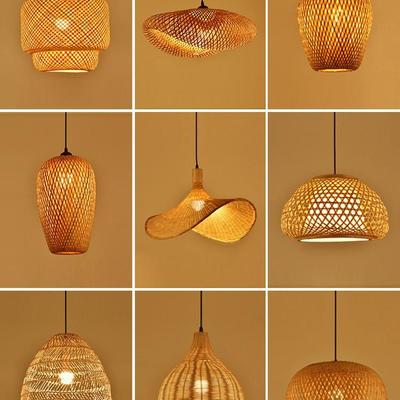 Набор из 8 плетеных бамбуковых подвесных светильников - Ротанговые дзен-фонари в стиле нового китайского минимализма, Японский дизайн антикварной чайной