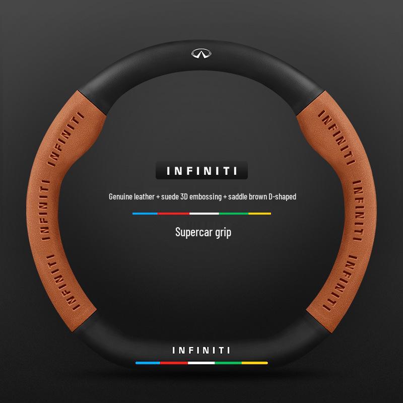Infiniti Special Car Steering Wheel Cover - Genuine Leather, Suede, Carbon Fiber, Universal, Breathable, All-Season