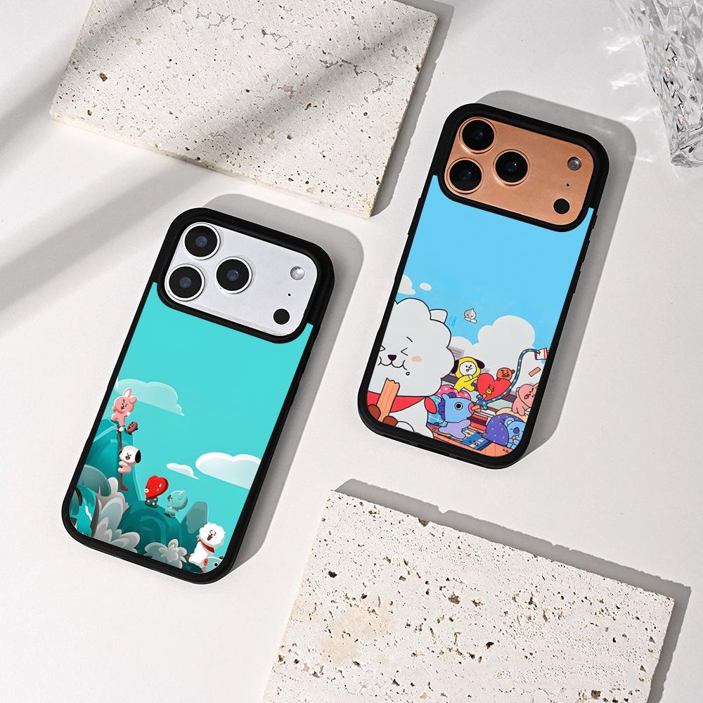 C-Character Lovely B-BT21 Phone Case For IPhone 17 Air 16 15 14 Plus 13 12 11 Pro Max Dual Tone Hard PC Fashion Protective Cove