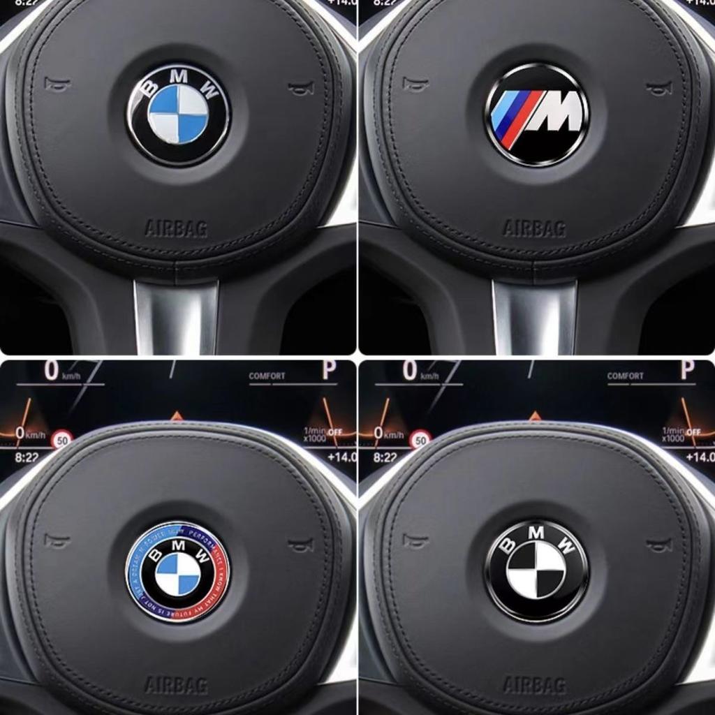 BBJX7 1Pcs 45mm 47mm Car Steering Wheel Decoration Badge Sticker Logo Accessories For BMW E46 E90 E60 F30 F10 E39 E36 E87 F20 E90 E70