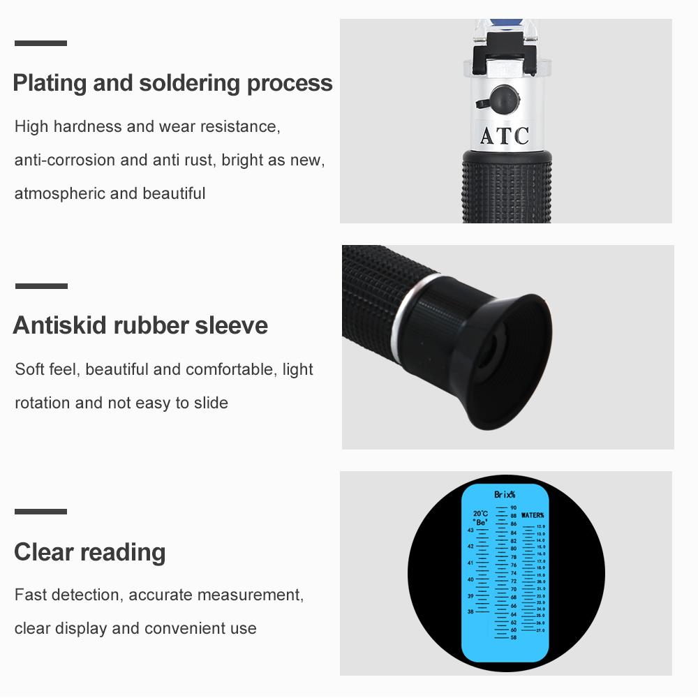 58-90% Honey Handheld Refractometer Brix Sugar Content Beekeeping ATC Refraction Sweetness Concentration Meter With Box