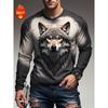 Мужские футболки с принтом животных и волков в винтажном стиле с длинным рукавом, повседневная модная одежда 2000 года с круглым вырезом для мужчин, повседневная уличная одежда