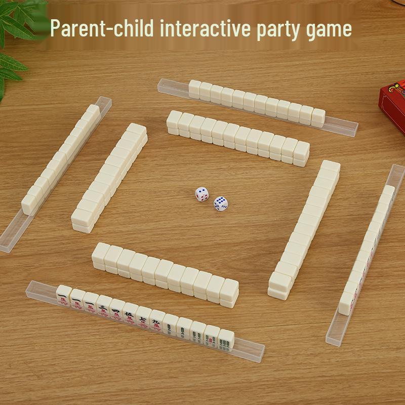 Портативный мини-набор для маджонга из меламина в дизайне Guochao для улицы и путешествий.