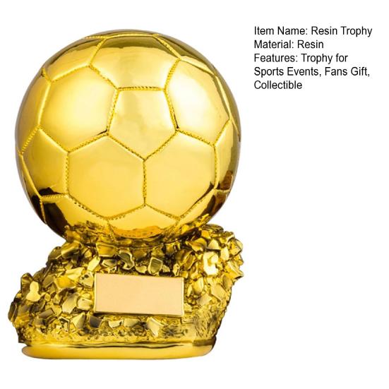 Футбольный трофей из смолы Золотой мяч Приз чемпионата по футболу Коллекционная награда для игрока Футбольное украшение для фанатов Подарочный стол Декор для книжной полки