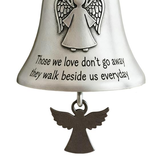 Christmas Bell Ornament Collectible Holiday Angel Wing Bell Engraved Christmas Pendant Memorial Decoration