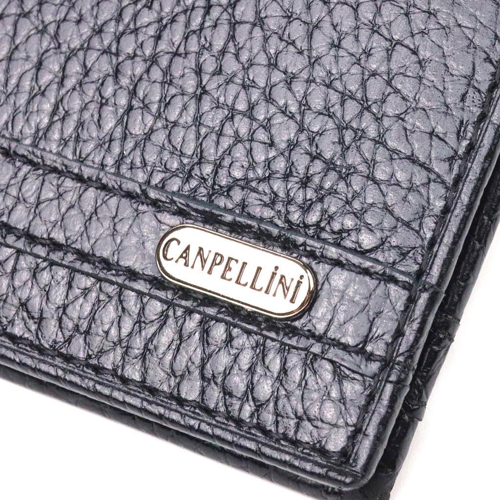 Практичный мужской зажим из натуральной зернистой кожи CANPELLINI Money Clip 21518 Черный