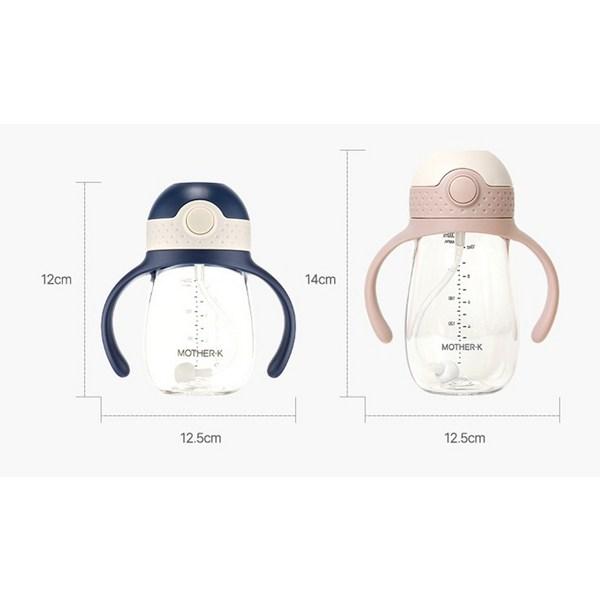 Mother K Infant Hug Weight Straw Cup 300ml + Insulated Straw Cup 350ml Set, Pink Beige (weight Straw Cup), Mint (thermal Straw Cup), 1 Set