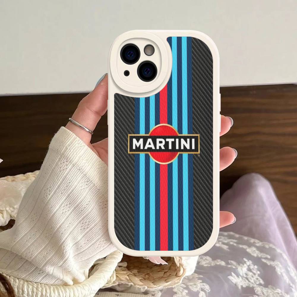 M-Martini Racing Горизонтальная полоска Для IPhone 16 15 14 13 12 11 Pro Max Plus Ударопрочный кожаный мягкий чехол для телефона