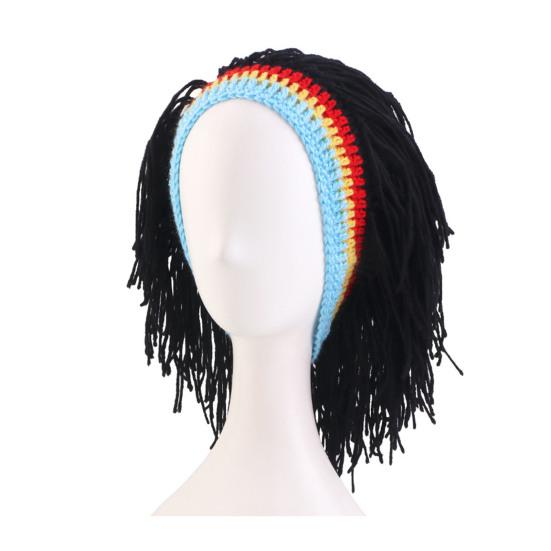 Wig Hat Elasticity Knitted Wool Hand-Crocheted Funny Hat Dreadlocks Design