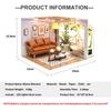 CUTEROOM Miniature Dollhouse Kit with Dustproof Cover and LED Light DIY House Wooden Dollhouse Kit for Teens Creative Gift for Craft Lovers Furniture,