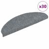 VidaXL Tapis d'escalier autocollants 30 pièces 65 x 21 x 4 cm Gris clair Demi-rond Grand 3365658
