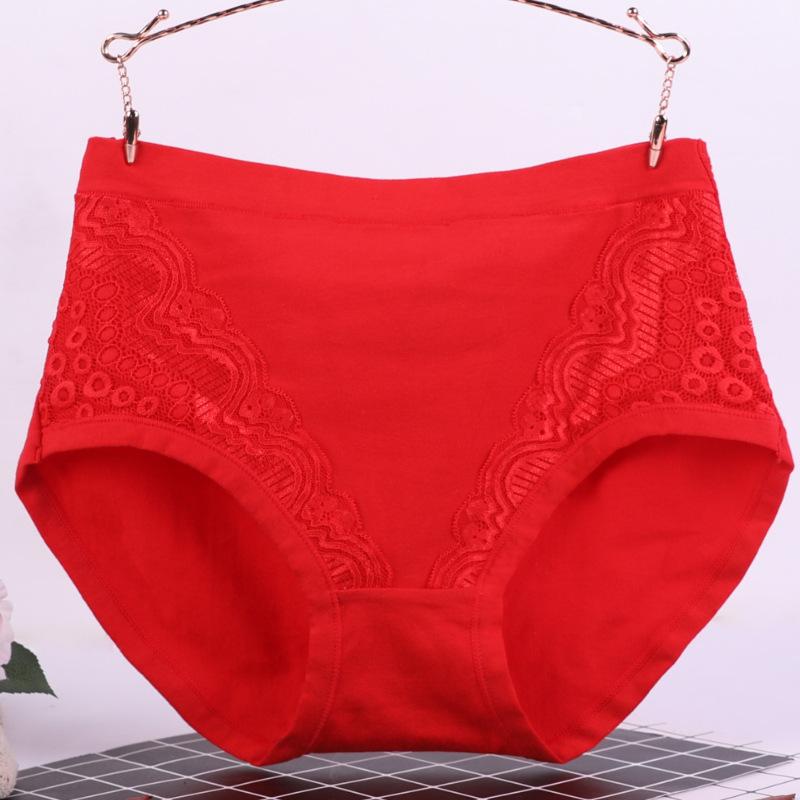 Mom Underwear for Women Panites High Waisted Pure Cotton Lace Middle-aged and Elderly Women Plus Size Triangle Panties