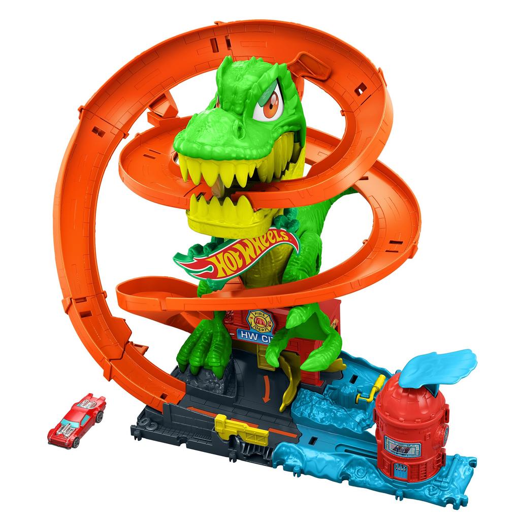 Hot Wheels Battle Play Set with 1 Mini Car Vehicle Toy Play Set for Ages 4 and Up Orange JBM73 T-Rex