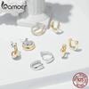 Bamoer 925 Sterling Silver Office Lady Style Simple Huggie Ear Buckles Gold Plated Hoop Earrings for Women Fine Jewelry
