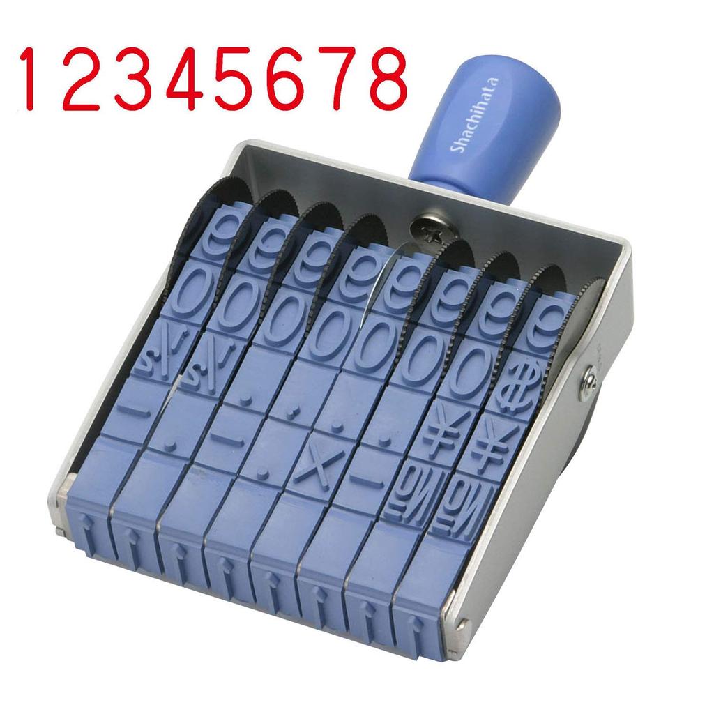 Shachihata Rotating Rubber Roman Extra Stamp 92 x 10 Gothic Font Stamp, 8-line numerals, Large, Size Approx. mm,