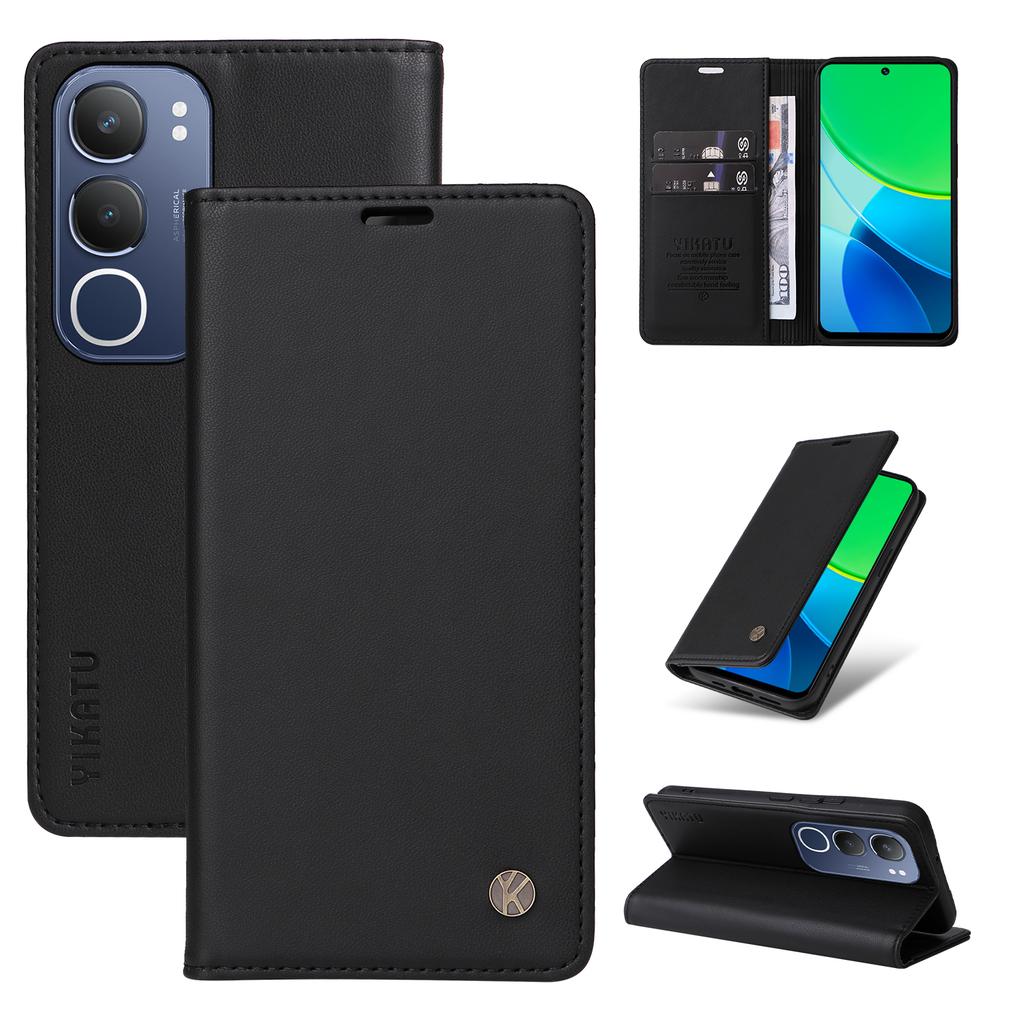 For vivo Y19s 4G Wallet Case YIKATU YK- 001 PU Leather Phone Cover with Stand