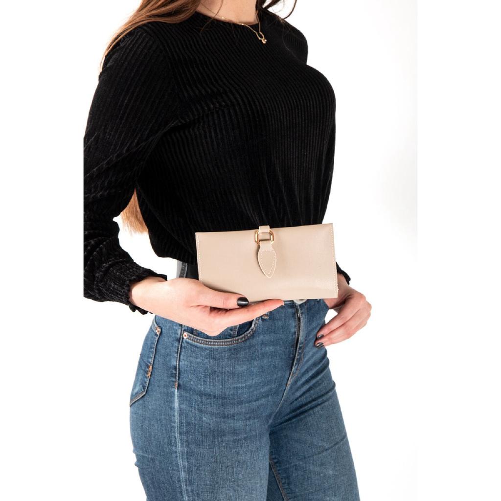 Red Women's Wallet With Soft Skin Buckle And Multi-compartment Accessory