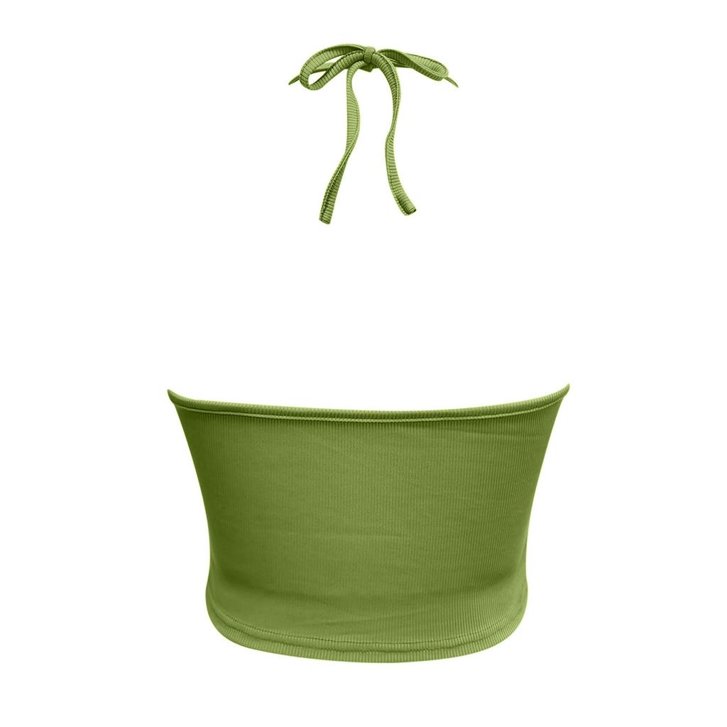 Женский однотонный топ без рукавов с накладкой на грудь