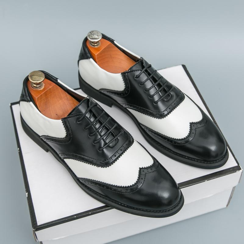 Fashion Size 38-46 Classic Men Block Shoes Luxury Comfortable Fashion Brand Leather Shoes British Lace Up Business Banquet Dress Shoes