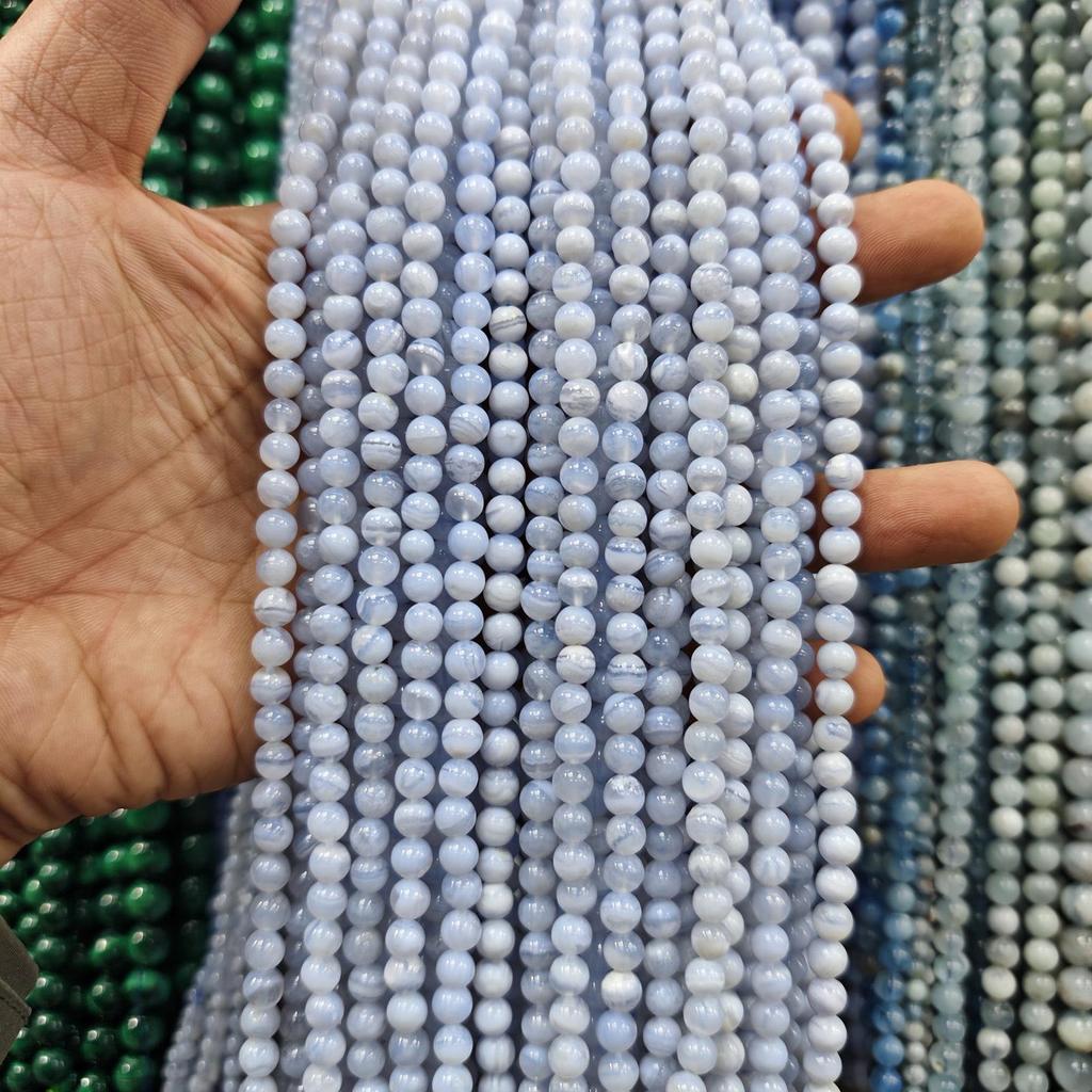 Серия «Синий» Бусины из натурального камня Аквамарин и Голубой кружевной агат для изготовления украшений своими руками