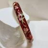 Extra Width Enamel Bangle 1cm Colorful Enamel Bangle Five Leaves Enamel Bracelet  Souvenir Gift