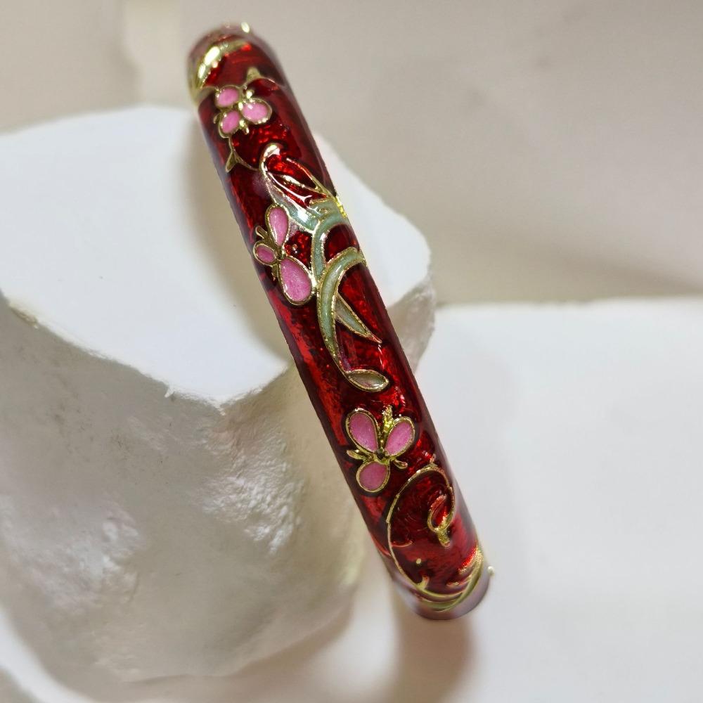 Extra Width Enamel Bangle 1cm Colorful Enamel Bangle Five Leaves Enamel Bracelet Souvenir Gift