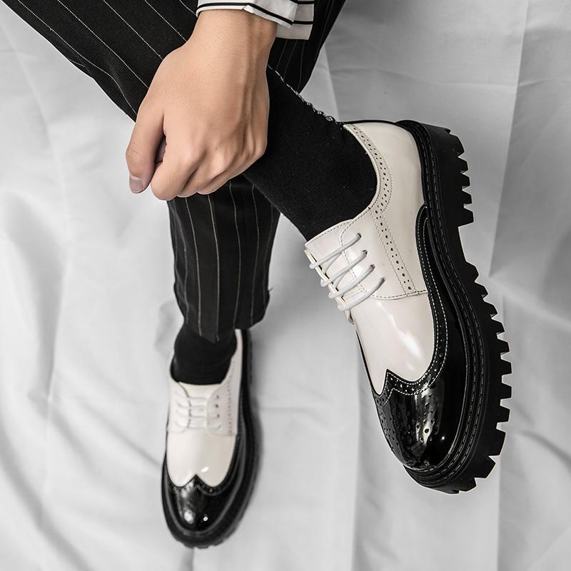 Броги Повседневные мужские кожаные туфли Модный дизайн с цветовыми блоками Досуг На Открытом Воздухе Бизнес Вечеринка Свадьба Офис ПЛАТЬЕ обувь