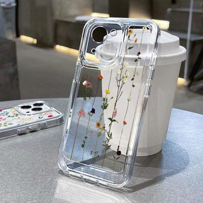 Прозрачный чехол с цветочным принтом для iPhone 16 15 14 11 Pro Max 13 12 Mini 15 14 Plus XR Xs Max 7 8, защита объектива, ударопрочный цветной силиконовый чехол