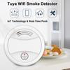 Tuya Wifi Independent Photoelectric Sensor Smoke Detector Fire Protecting Sound Light Fire Alarm with Cellphone APP