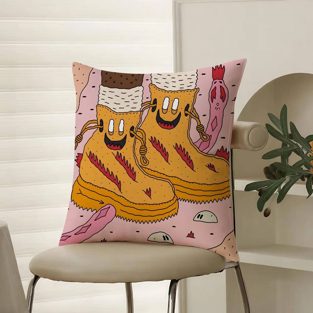 Фэнтези И Креативная Обувь Иллюстрация Наволочка Комфорт Диван-Кровать Шелковистая элегантная Невидимая молния Декоративный чехол для подушки