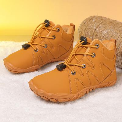 Детские хлопковые зимние ботинки мужские новые хлопковые туфли для детей среднего и старшего возраста мальчиковые бархатные теплые зимние детские девочки хлопковые туфли