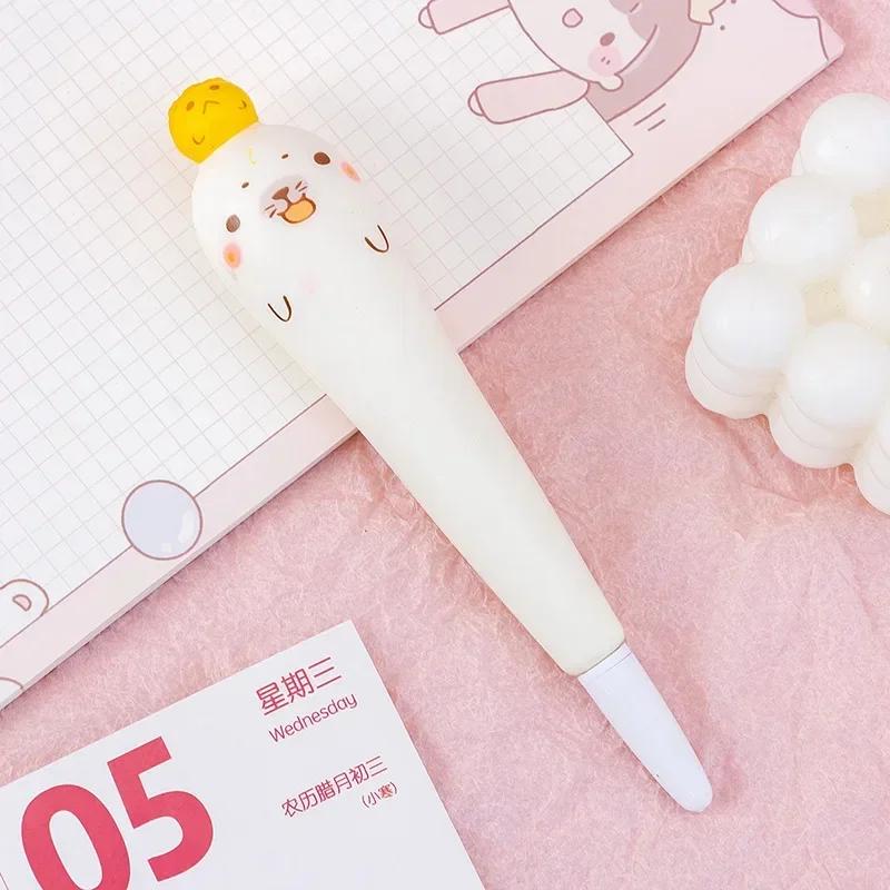 1Pc Cute Cartoon Fruit Animal Decompression Gel Pen Creative Fun Kid Soft Elastic Pinch Pen Student Stationery School Supplies