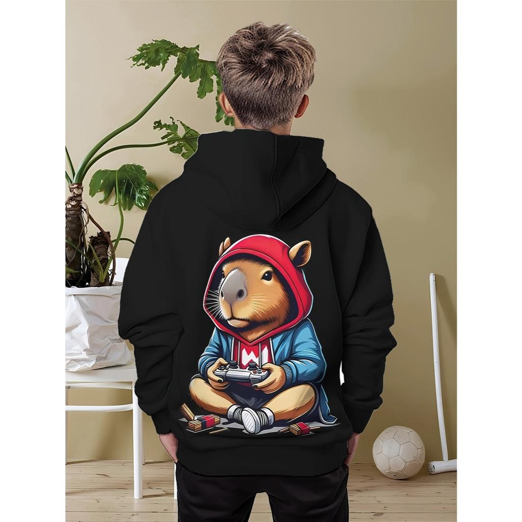 Худи для мальчиков с повседневным, модным, милым 3D-принтом капибары