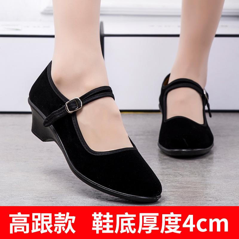 [Flash Sale] Old Beijing Cloth Shoes Women's Shoes Flat Heel Middle-aged Soft-soled Work Shoes Black Hotel Non-slip Dancing Mother