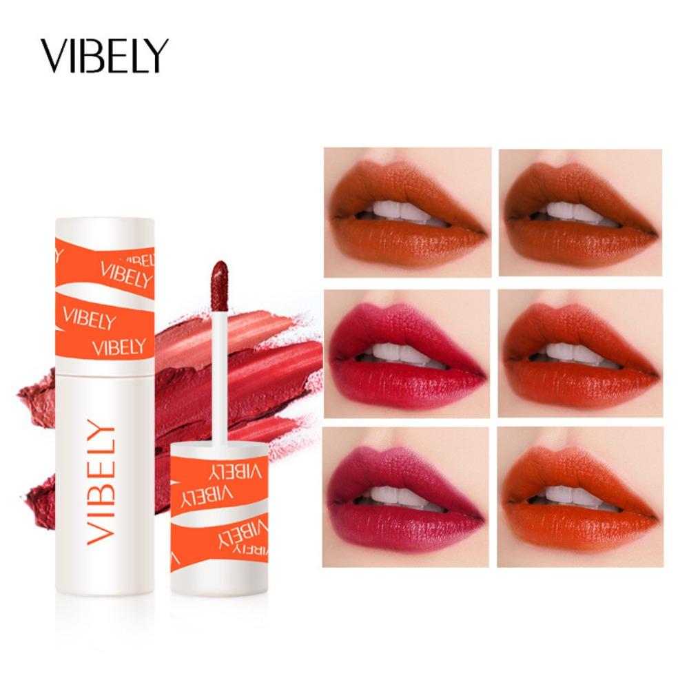 VIBELY Lip Mud Matte Air Fog Velvet Lip Glaze Не прилипает к чашкам, белым губам, щекам, глазури для двух губ