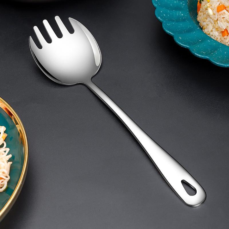 304 Stainless Steel Thicken Kitchen Public Spoon BBQ Spatula Long Handle Serving Soup Spoon Colander Salad Fork Cooking Utensils