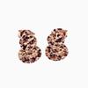 Exquisite Russian 585 Purple Gold Crushed Ice Gourd Stud Earrings Fashionable Shiny Rose Gold Plated Small Stud Earrings Women