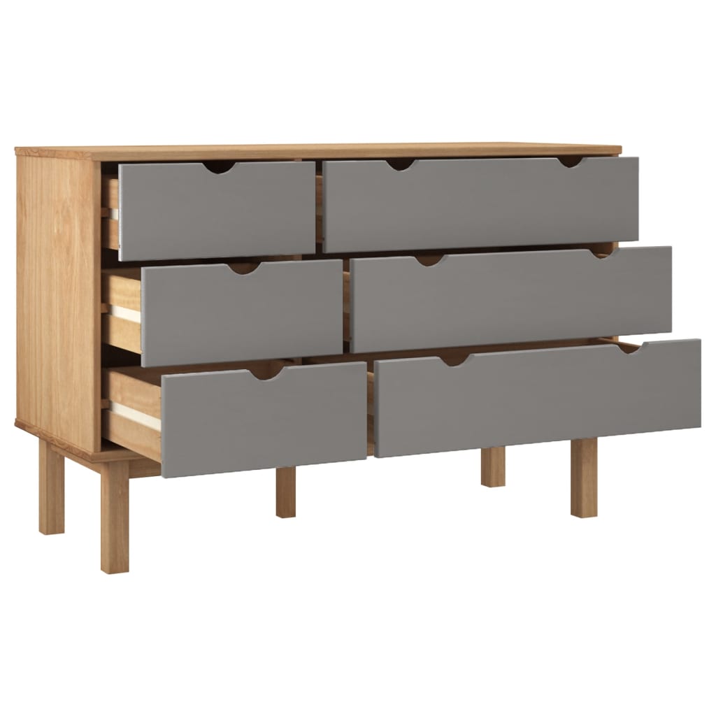 Vidaxl Szafka Z Szufladami Otta, Brązowo-Szara 111X43X73,5 Cm, Sosna