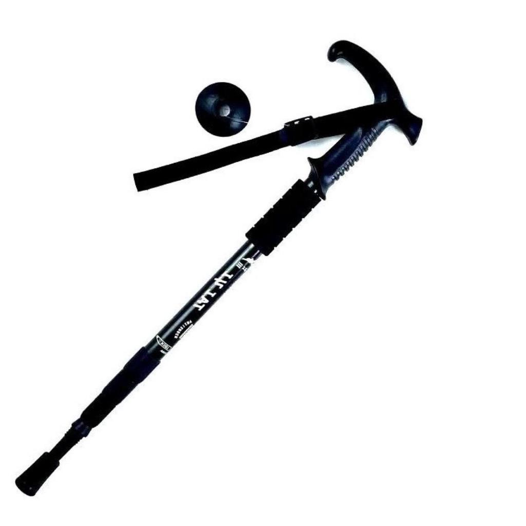 Aluminum Alloy 4-Section T-Handle Trekking Pole – Portable Outdoor Walking Stick Cane for Hiking and Climbing.