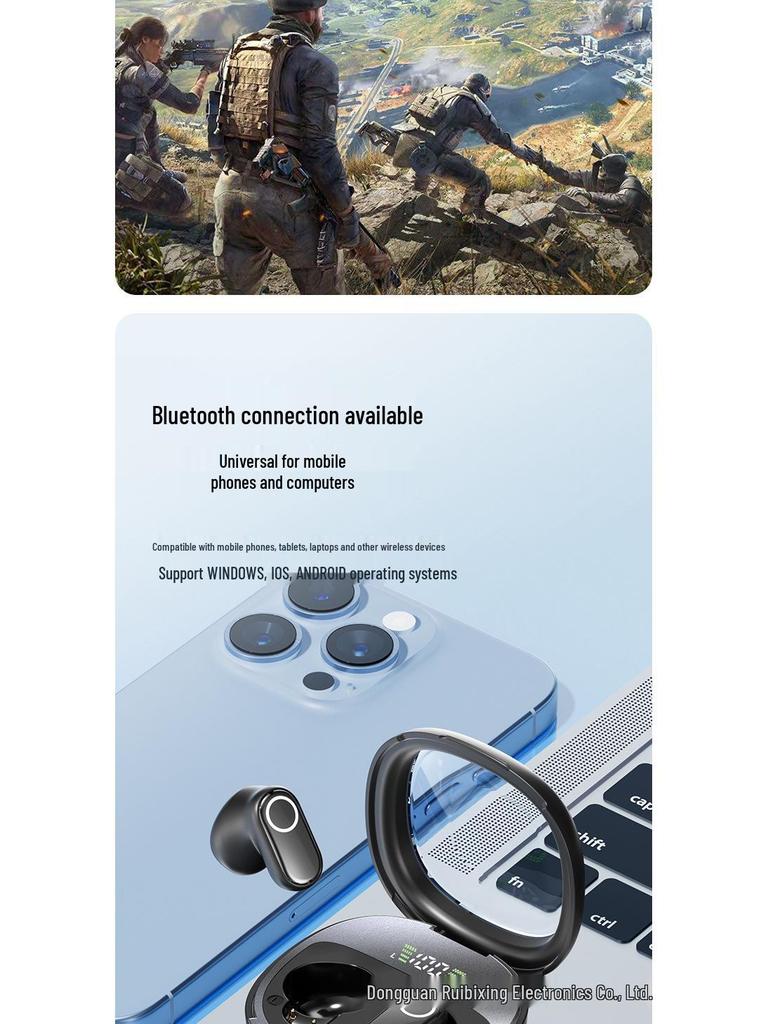 Cross-Border Bluetooth In-Ear Earphones with Noise Reduction and High-Quality Sound, Electroplated Finish, and Digital Display Screen